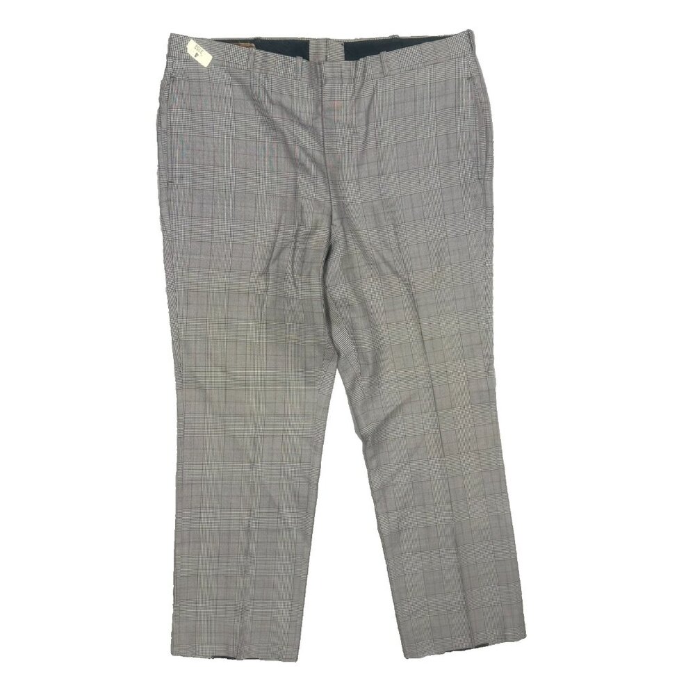Vintage 1960s Dress Pants Glen Check Wool Trousers Grey 36x30